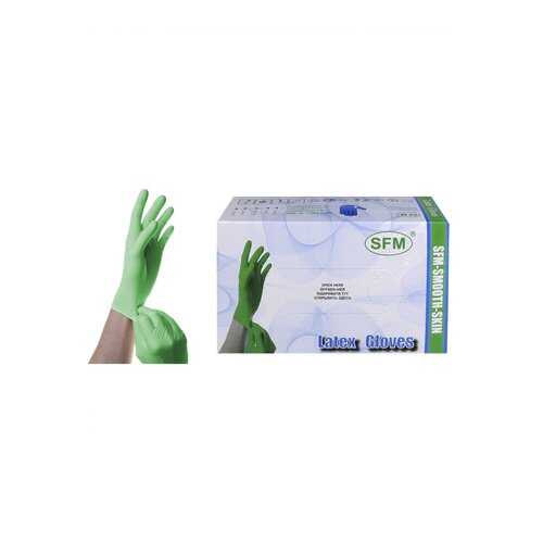 Перчатки медицинские SFM Hospital Products латексные 50 пар SMOOTH SKIN mint 50 XS зеленый в Ригла