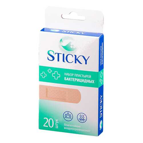 Пластырь бактерицидный Sticky влагостойкий набор универсальный 20 шт. в Ригла