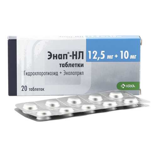 Энап-HЛ таблетки 12.5 мг+10 мг 20 шт. в Ригла