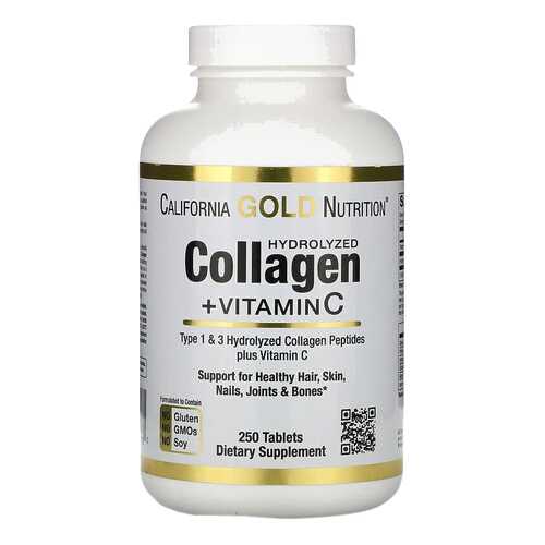 Hydrolyzed Collagen Peptides 1,3+Vitamin C California Gold Nutrition 6000 мг табл. 250 шт. в Ригла